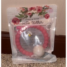 Ryan  Rose Cutie Teether 2-in-1 Rattle and Silicone Teething Toy Pink White 0m 