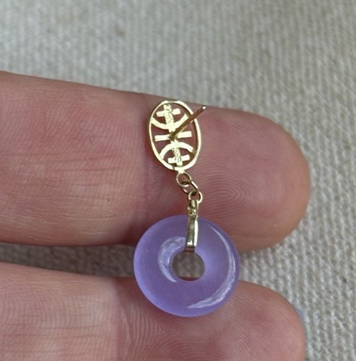 14k Solid Yellow Gold Purple/Violet Chalcedony Ja… - image 6