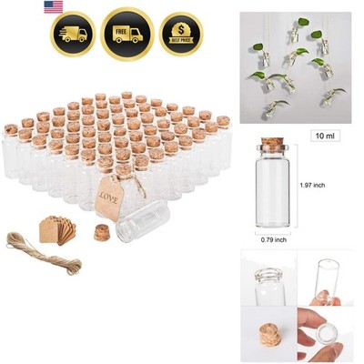 64PCS Cork Stoppers Glass Bottles, DIY Decoration Small Tiny Glass Jars Favor...