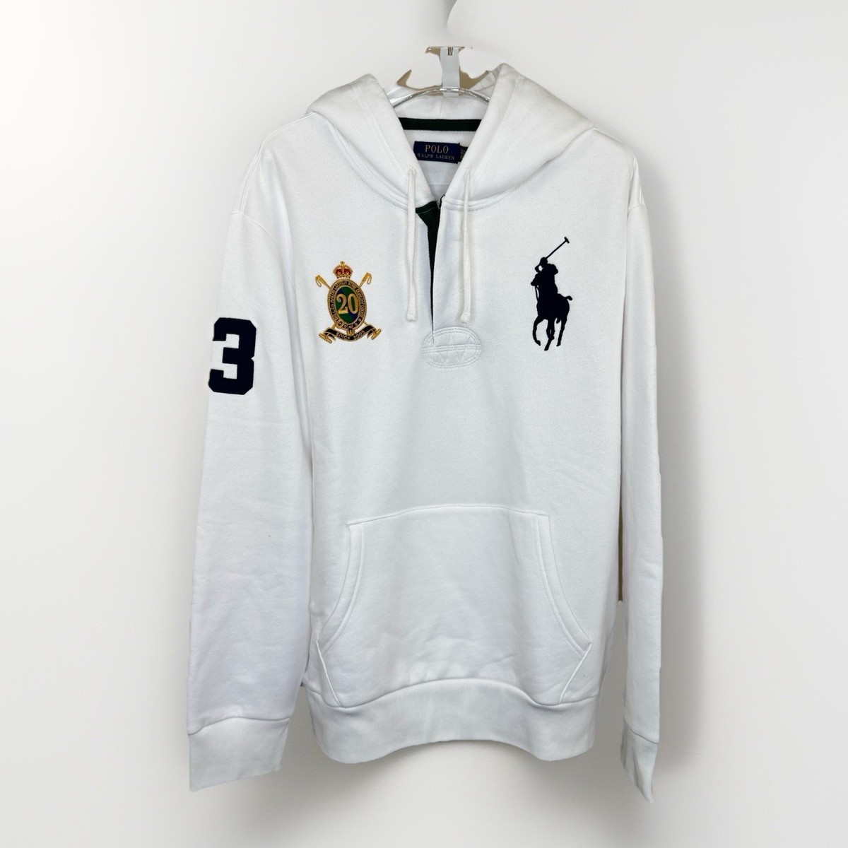 Polo Ralph Lauren White BIG PONY 20th ANNIVERSARY CREST Hoodie