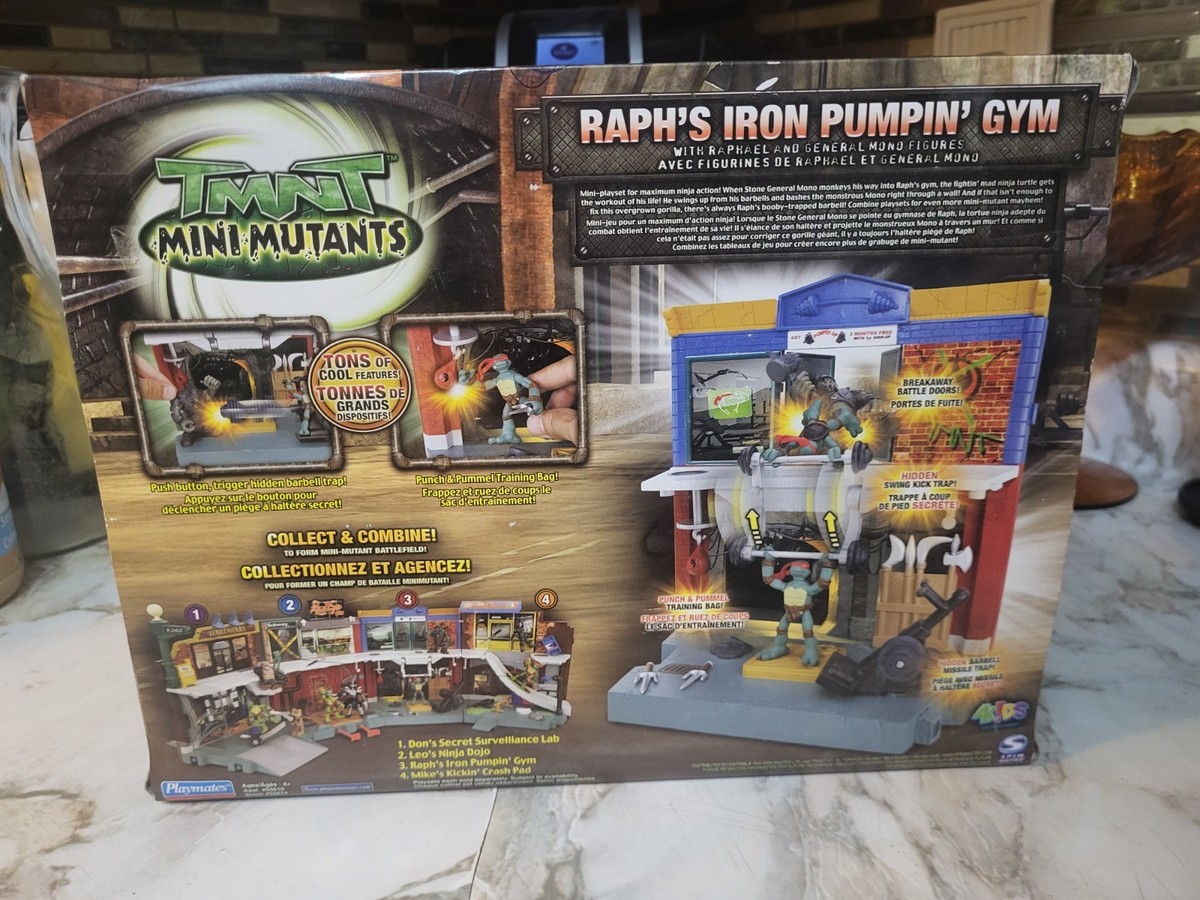 2007 TMNT MINI MUTANTS MUTANT NINJA TURTLES RAPH'S IRON PUMPIN GYM