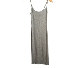Wilfred Free Ribbed Bodycon Midi Dress XS Gray Sleeveless Minimalist Summer