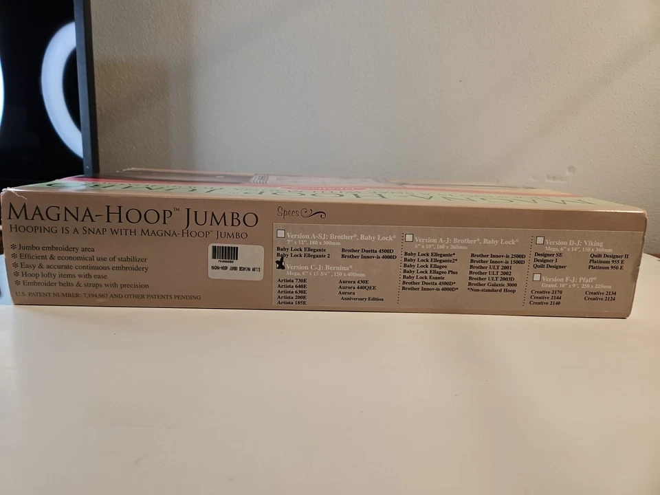 Magna Hoop Jumbo Version Bernina CJ 6" by 15 3/4" 150 x 400 mm Complete - Image 2 of 4