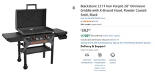 Blackstone 2-Burner 28" Griddle  - Black  new