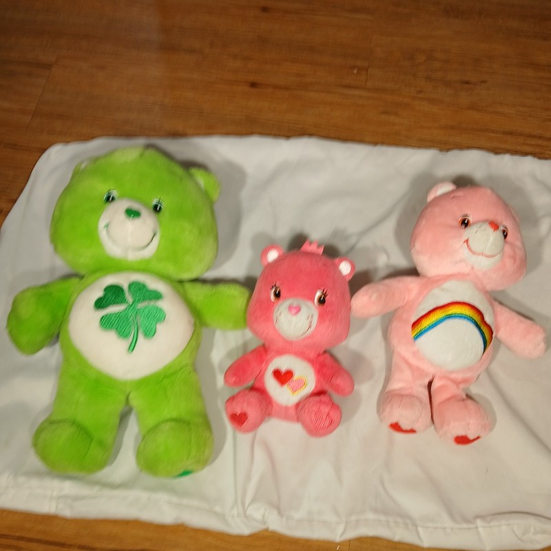 Lot of 3 Care Bears Plush Good Luck Bear 2002