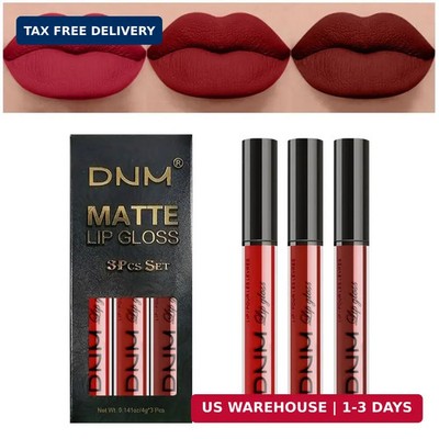 evpct 3Pcs Dark Deep Ruby Light Rose red Brown red Matte Liquid Lipstick Sets fo