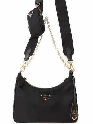 Prada ReEdition 2005 Saffiano Leather Chain Shoulder Bag Black