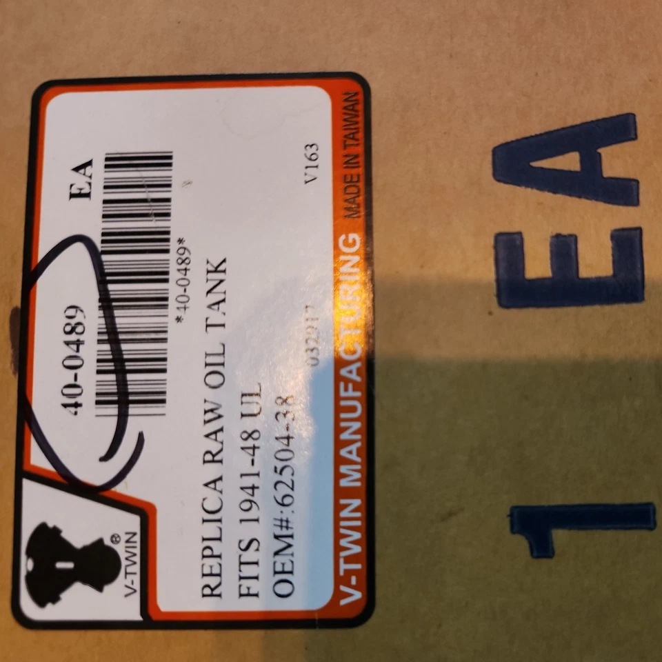 Tanque de aceite crudo V-TWIN para Harley 1941-48 UL reemplaza OEM 62504-38 Foto 2 de 2