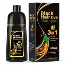 3 in 1 Hair Dye Shampoo Instant Color Herbal Ingredients Black/Dark Brown 500ml