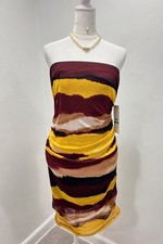 Calvin Klein Purple and Yellow Dress strapless dress Large summer vacation dress