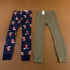 Old Navy Toddler Size 4T Green Blue Santa Claus Cotton Pajama Pant 2 Pieces NWT