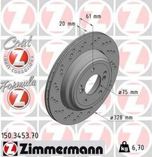 ZIMMERMANN Formula Z Coat Z Disque de frein Arrière gauche pour BMW 3 Coupé