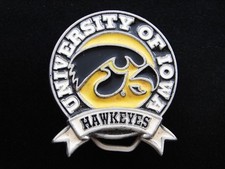 RF11162 NOS VINTAGE 1992  UNIVERSITY OF IOWA HAWKEYES  COLLEGE SPORTS BUCKLE