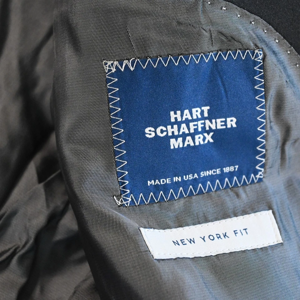NUEVO Abrigo Chaqueta Esmoquin Hart Schaffner Marx 46R Negro 100% Lana Nueva York EE. UU. Foto 4 de 4