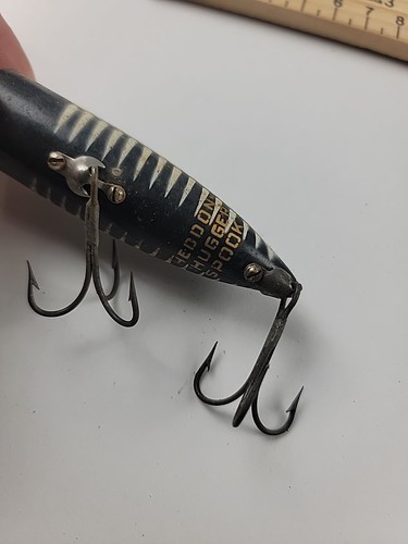 VINTAGE HEDDON CHUGGER SPOOK LURE 3" Fishing Black White - Picture 2 of 5