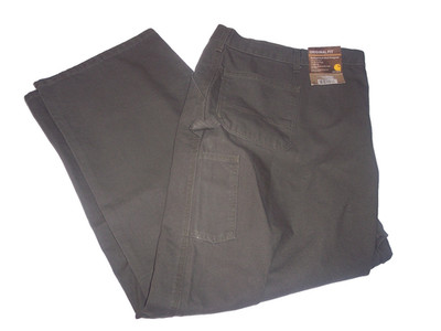 NEW Carhartt Jeans Men 54x32 Olive Green Washed Duck Work Dungaree B4