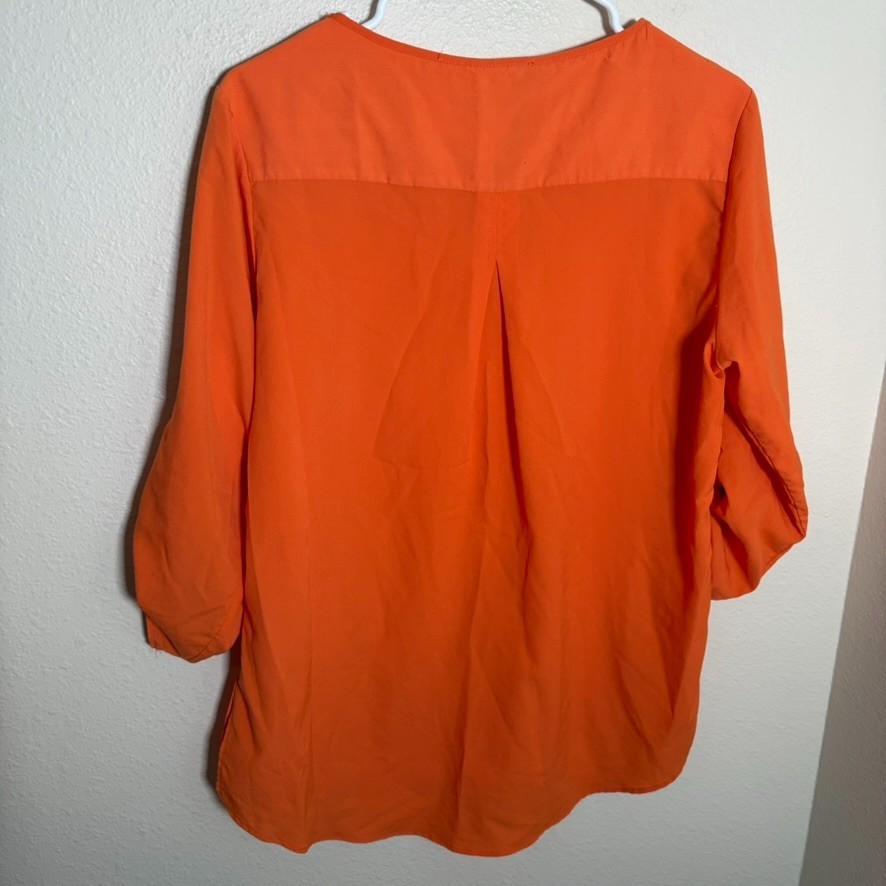 Zara Basic Blouse Women's Medium Orange Round Nec… - image 5