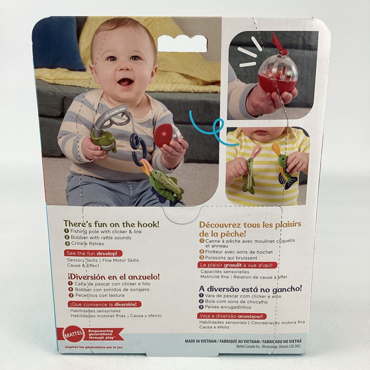 baby fishing pole rattle Fisher Price Reel Fun Fishing Sensory Motor Skills Baby Toy Bobber Rattle  New