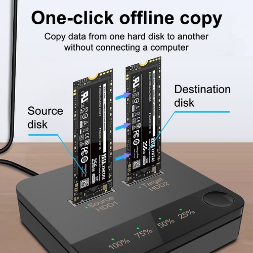 Docking Station SSD Duplicator M.2 SATA Clone Support Disk NVME NOT SUPPORTED x - Photo 7/11