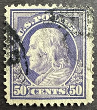 US 1912 Scott# 422 Used Stamp Perf 12 Wmk. 191 Franklin 50c