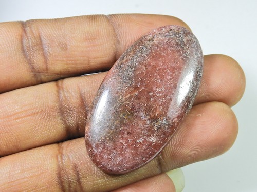 NATURAL PINK RHODONITE DESIGNER OVAL CHABOCHON LOOSE GEMSTONE 26X49X07 MM c740 - Picture 2 of 9