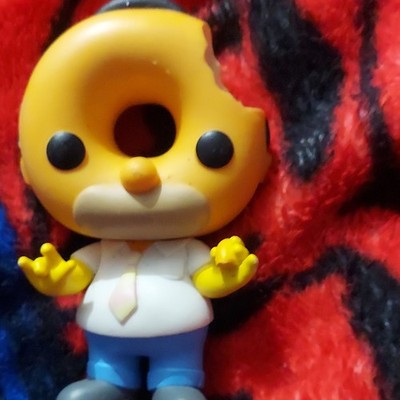 Funko Pop! Vinyl Homer Simpson Donut Head Figure The Simpsons Yellow White Blue