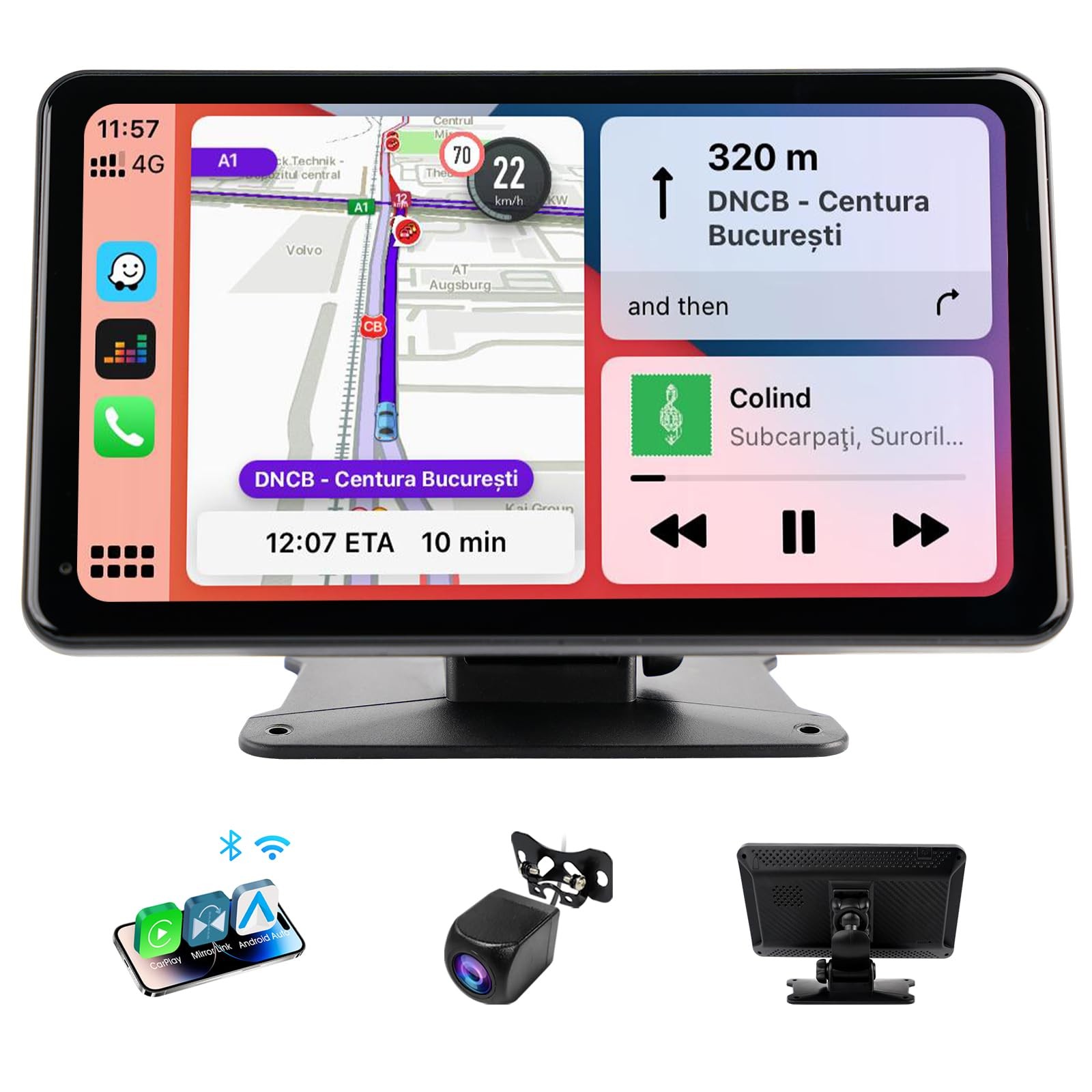 Haudio 7 Pollici Autoradio Portatile: CarPlay e Android Auto Wireless