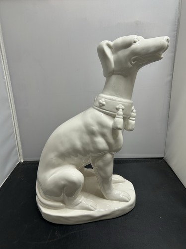 Vintage Windhund Hund weiß Keramik Statue 15" hoch - Bild 1 von 3