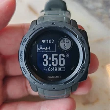 Garmin Instinct Rugged GPS solar Smart Watch - Graphite w/ Black Band