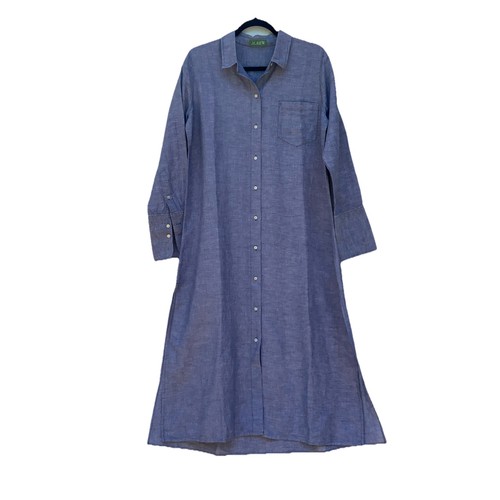 New J.Crew Size XL? Linen-Cotton Blend Long Chambray Beach Shirt Dress Cover-Up