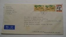 WORLDWILD : CHINA SHANGHAI PRC 1995 MEDICAL HEALTH COVER USED TO ALBANY NY USA