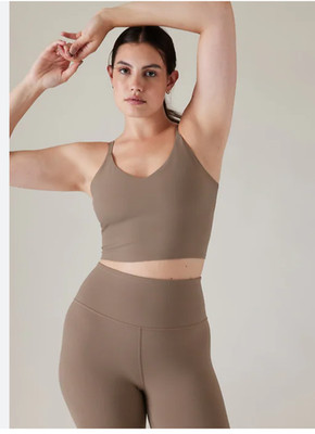Athleta Elation V-Neck Longline Bra D-DD Small Pyrite Adjustable Straps 981470