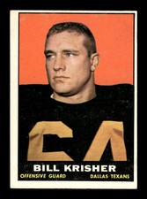 1961 Topps #136 Bill Krisher Dallas Texans VGEX HOF10011084