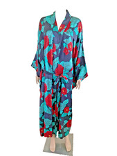 NWOT Vintage VICTORIA'S SECRET Gold Label 100 Silk Long Kimono Robe M / L