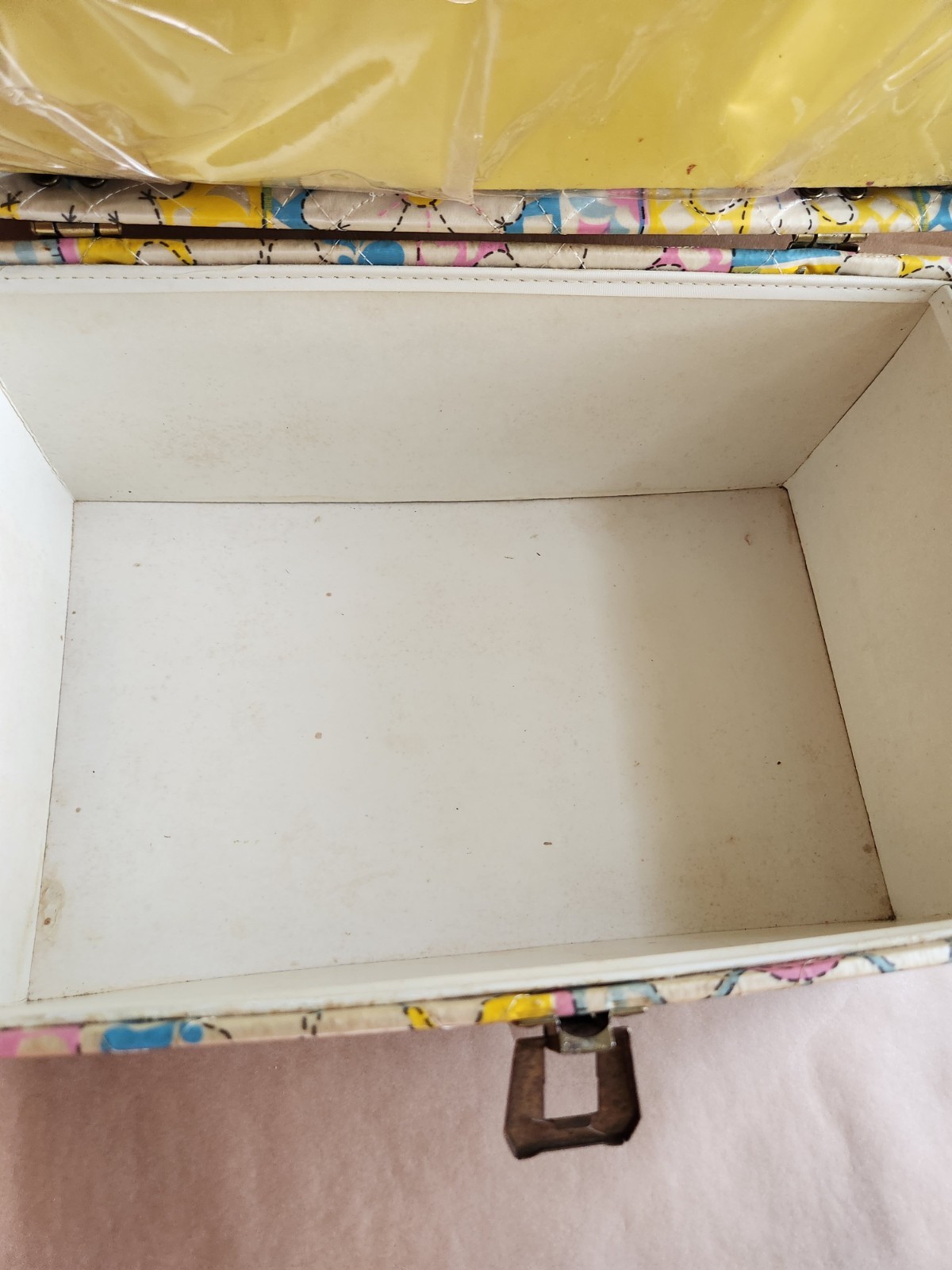 Vintage Quilted Floral Sewing Box  w/ Supplies 