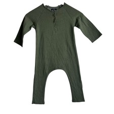 Neve / Hawk Toddler Romper 3T Green Henley One Piece Made in USA Long Sleeve