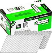 2,000 Counts 16 Gauge Angled Finish Nails 1-3/4-Inch Length 20-Degree Galvanized