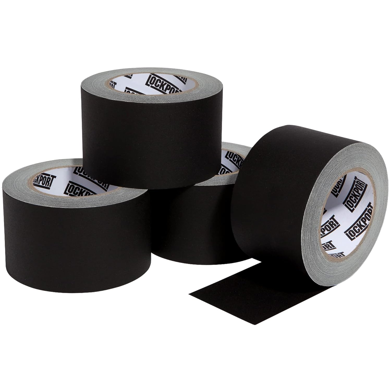 Black Gaffers Tape 3 Inch X 30 Yards - 4 Pack Pro Black Gaff Tape - No Residue,