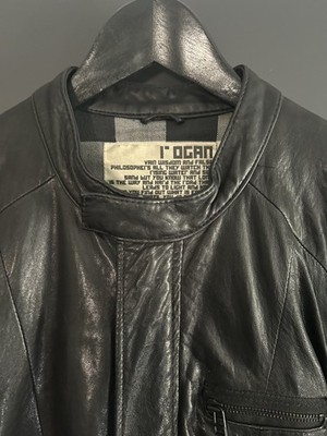 ROGAN designer Black Leather Cafe Racer Moto Motorcycle Biker JACKET Men's Med