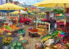 1000 Piece Jigsaw Puzzle for Adults - Farmer's Market Theme, Unique Fit, Vibrant