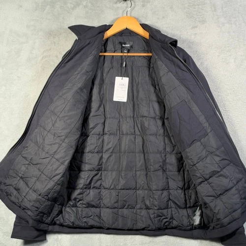 Reiss Jacket Mens L Navy Oshei Wadded Quilted Lined Full Zip Stretch $285 image 4