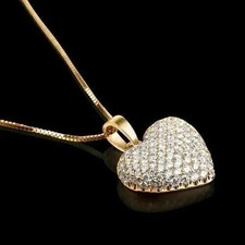 2Ct Lab Created Diamond Cluster Heart Women's Pendant 14K Yellow Gold Plated