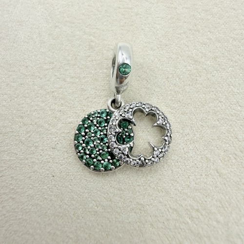 Pandora Sterling Silver Pave Dazzling Clover Dangle Charm Bead Jewelry Clover