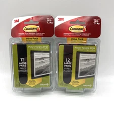 3M Command Strips 12 Large Picture Poster Hanging Black Includes Level 2 Pack