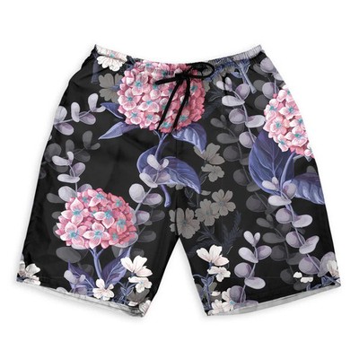 Hydrangeas Flowers Men's Beach Hawaiian Shorts