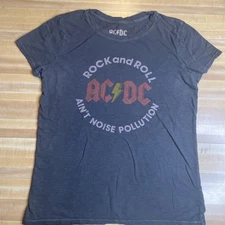 AC/DC Rock And Roll Ain’t Noise Pollution Ladies T Shirt Size Small Black