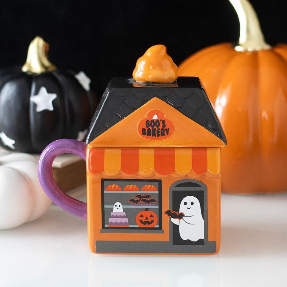 Spooky Street Boos Bakery Lidded Gothic Witchy Ceramic Gift Boxed Mug