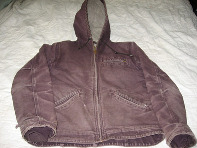 Destressed Carhartt Women's Sherpa Lined Hooded Jacket XS WJ141 DWN