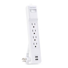 CyberPower P406U Surge Protector, 500J/125V, 15A, 4 Outlets, 2 USB-A Charging