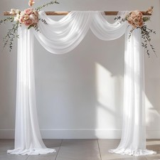 1 Panel White Sheer Arch Draping Fabric, 30-Inch x 20-Foot, Wedding Backdrop